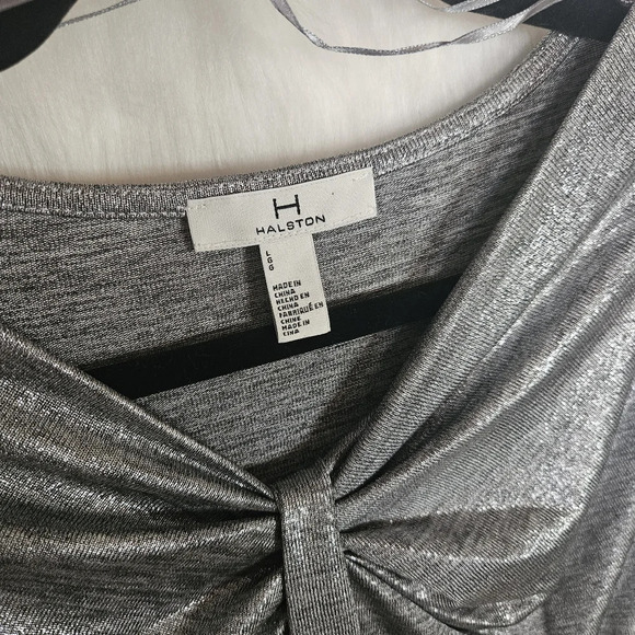 Halston Holiday Argent Draped Front Longsleeve Top - Picture 5 of 6